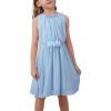 imageGORLYA Girls Chiffon Flower Elastic Waist Aline Pleated Midi Tank Dress for 414T