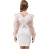 imageGORLYA Girls Mesh Ruffle Trim Bow Backless Square Neck Lantern Sleeve Slim Fitting Pencil Dress 816Y
