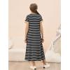 imageGORLYA Girls Contrast Striped Loose Casual Long Shift Swing Patch Pocket TShirt Maxi Dress 614YBlack Stripe