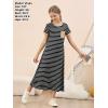 imageGORLYA Girls Contrast Striped Loose Casual Long Shift Swing Patch Pocket TShirt Maxi Dress 614YBlack Stripe