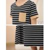imageGORLYA Girls Contrast Striped Loose Casual Long Shift Swing Patch Pocket TShirt Maxi Dress 614YBlack Stripe
