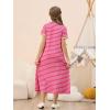 imageGORLYA Girls Contrast Striped Loose Casual Long Shift Swing Patch Pocket TShirt Maxi Dress 614YFuchsia Stripe