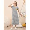 imageGORLYA Girls Contrast Striped Loose Casual Long Shift Swing Patch Pocket TShirt Maxi Dress 614YGray Stripe