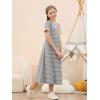 imageGORLYA Girls Contrast Striped Loose Casual Long Shift Swing Patch Pocket TShirt Maxi Dress 614YGray Stripe