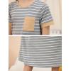 imageGORLYA Girls Contrast Striped Loose Casual Long Shift Swing Patch Pocket TShirt Maxi Dress 614YGray Stripe