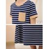 imageGORLYA Girls Contrast Striped Loose Casual Long Shift Swing Patch Pocket TShirt Maxi Dress 614YNavy Stripe