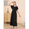 imageGORLYA Girls Flowy Short Sleeve Holiday Casual Loose Ruffle Hem Modest Long Maxi Dress for 614Y KidsBlack