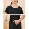 imageGORLYA Girls Flowy Short Sleeve Holiday Casual Loose Ruffle Hem Modest Long Maxi Dress for 614Y KidsBlack