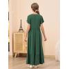 imageGORLYA Girls Flowy Short Sleeve Holiday Casual Loose Ruffle Hem Modest Long Maxi Dress for 614Y KidsGreen