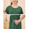 imageGORLYA Girls Flowy Short Sleeve Holiday Casual Loose Ruffle Hem Modest Long Maxi Dress for 614Y KidsGreen