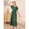 imageGORLYA Girls Flowy Short Sleeve Holiday Casual Loose Ruffle Hem Modest Long Maxi Dress for 614Y KidsGreen