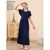 imageGORLYA Girls Flowy Short Sleeve Holiday Casual Loose Ruffle Hem Modest Long Maxi Dress for 614Y KidsNavy