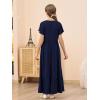 imageGORLYA Girls Flowy Short Sleeve Holiday Casual Loose Ruffle Hem Modest Long Maxi Dress for 614Y KidsNavy