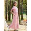 imageGORLYA Girls Flowy Short Sleeve Holiday Casual Loose Ruffle Hem Modest Long Maxi Dress for 614Y KidsPink
