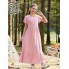 imageGORLYA Girls Flowy Short Sleeve Holiday Casual Loose Ruffle Hem Modest Long Maxi Dress for 614Y KidsPink