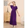 imageGORLYA Girls Flowy Short Sleeve Holiday Casual Loose Ruffle Hem Modest Long Maxi Dress for 614Y KidsPurple
