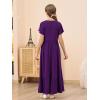 imageGORLYA Girls Flowy Short Sleeve Holiday Casual Loose Ruffle Hem Modest Long Maxi Dress for 614Y KidsPurple