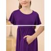 imageGORLYA Girls Flowy Short Sleeve Holiday Casual Loose Ruffle Hem Modest Long Maxi Dress for 614Y KidsPurple