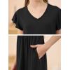 imageGORLYA Girls Flutter Sleeve V Neck Modest Casual Holiday Ruffle Tiered Hem Long Maxi Dress 616YBlack