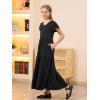 imageGORLYA Girls Flutter Sleeve V Neck Modest Casual Holiday Ruffle Tiered Hem Long Maxi Dress 616YBlack