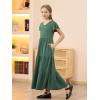 imageGORLYA Girls Flutter Sleeve V Neck Modest Casual Holiday Ruffle Tiered Hem Long Maxi Dress 616YGreen