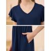 imageGORLYA Girls Flutter Sleeve V Neck Modest Casual Holiday Ruffle Tiered Hem Long Maxi Dress 616YNavy