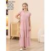 imageGORLYA Girls Flutter Sleeve V Neck Modest Casual Holiday Ruffle Tiered Hem Long Maxi Dress 616YPink