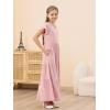 imageGORLYA Girls Flutter Sleeve V Neck Modest Casual Holiday Ruffle Tiered Hem Long Maxi Dress 616YPink