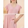 imageGORLYA Girls Flutter Sleeve V Neck Modest Casual Holiday Ruffle Tiered Hem Long Maxi Dress 616YPink