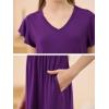 imageGORLYA Girls Flutter Sleeve V Neck Modest Casual Holiday Ruffle Tiered Hem Long Maxi Dress 616YPurple