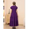 imageGORLYA Girls Flutter Sleeve V Neck Modest Casual Holiday Ruffle Tiered Hem Long Maxi Dress 616YPurple