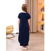 imageGORLYA Girls Modest Elegant Split Curvy Hem Casual Loose Long Maxi Straight Dress with Pockets 414YNavy