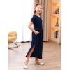 imageGORLYA Girls Modest Elegant Split Curvy Hem Casual Loose Long Maxi Straight Dress with Pockets 414YNavy