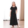 imageGORLYA Girls Modest Simple Button Casual Loose Holiday Long Maxi Dress with Pockets for 414Y KidsBlack
