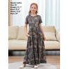 imageGORLYA Girls Modest Simple Button Casual Loose Holiday Long Maxi Dress with Pockets for 414Y KidsGray Print