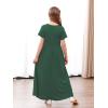 imageGORLYA Girls Modest Simple Button Casual Loose Holiday Long Maxi Dress with Pockets for 414Y KidsGreen
