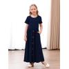 imageGORLYA Girls Modest Simple Button Casual Loose Holiday Long Maxi Dress with Pockets for 414Y KidsNavy