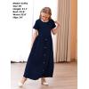 imageGORLYA Girls Modest Simple Button Casual Loose Holiday Long Maxi Dress with Pockets for 414Y KidsNavy