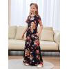 imageGORLYA Girls Modest Simple Button Casual Loose Holiday Long Maxi Dress with Pockets for 414Y KidsOrange Flower