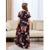 imageGORLYA Girls Modest Simple Button Casual Loose Holiday Long Maxi Dress with Pockets for 414Y KidsOrange Flower