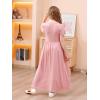 imageGORLYA Girls Modest Simple Button Casual Loose Holiday Long Maxi Dress with Pockets for 414Y KidsPink