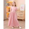 imageGORLYA Girls Modest Simple Button Casual Loose Holiday Long Maxi Dress with Pockets for 414Y KidsPink
