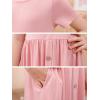 imageGORLYA Girls Modest Simple Button Casual Loose Holiday Long Maxi Dress with Pockets for 414Y KidsPink
