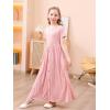 imageGORLYA Girls Modest Simple Button Casual Loose Holiday Long Maxi Dress with Pockets for 414Y KidsPink