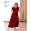 imageGORLYA Girls Modest Simple Button Casual Loose Holiday Long Maxi Dress with Pockets for 414Y KidsWine Red