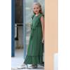 imageGORLYA Girls Sleeveless Ruffle Trim ALine Casual Party Long Maxi Belted Dress with Pockets for 412T Kids GOR1033 1112Y Green