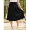 imageGORLYA Girls Boho Paper Bag Elastic Waist Long Swing Casual Vintage Button Front Maxi Skirt for 614YBlack