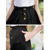 imageGORLYA Girls Boho Paper Bag Elastic Waist Long Swing Casual Vintage Button Front Maxi Skirt for 614YBlack