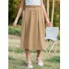 imageGORLYA Girls Boho Paper Bag Elastic Waist Long Swing Casual Vintage Button Front Maxi Skirt for 614YKhaki