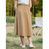imageGORLYA Girls Boho Paper Bag Elastic Waist Long Swing Casual Vintage Button Front Maxi Skirt for 614YKhaki
